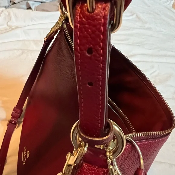 Gently used: Coach Pebble Leather Sutton Hobo, color Deep Red - Picture 14 of 15